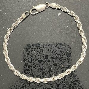 Sterling silver Diamond cut rope link ladies 
Men bracelet statement vintage HSN